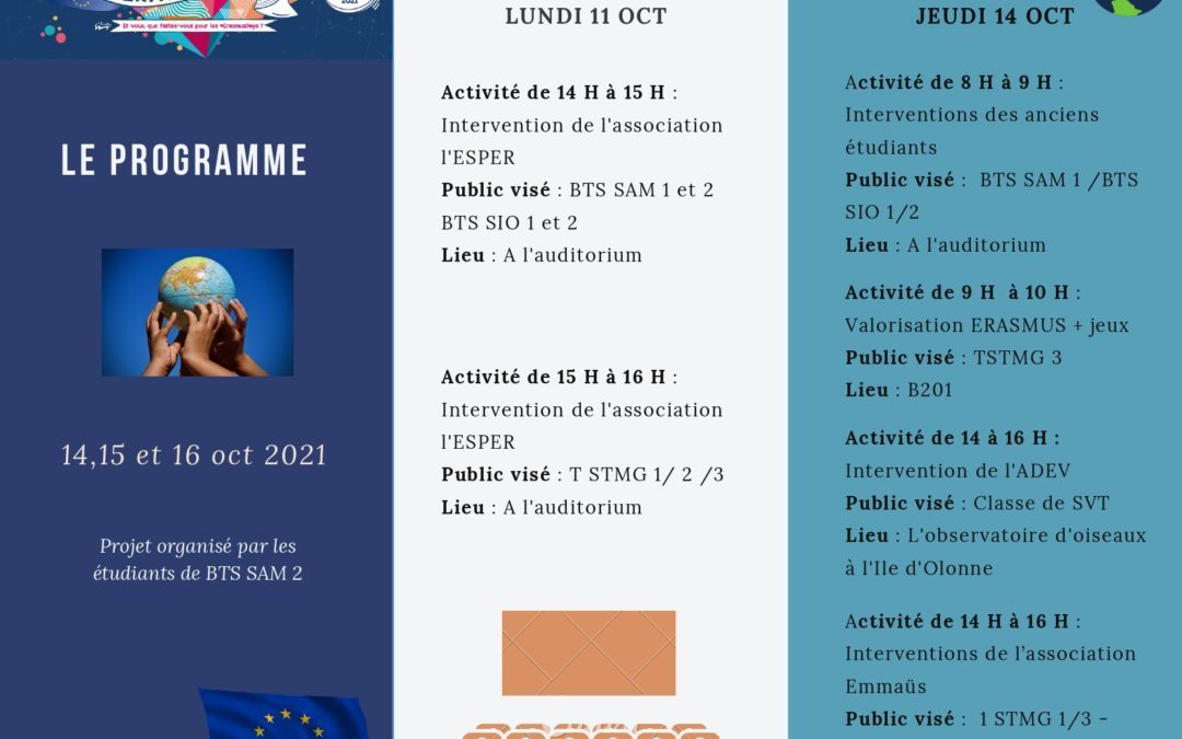 Le programme des ErasmusDays au lycée